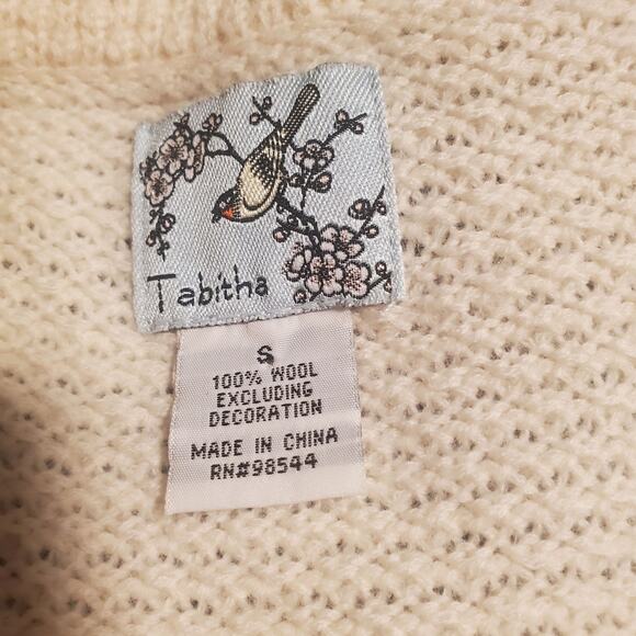 Tabitha Anthropologie Size S Ivory Wool Snap Ruffle Cardigan Sweater Pockets - Picture 6 of 9